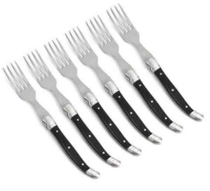 CJ 6 GARFOS LUXO PRETO BANDEJA MADEIRA