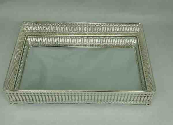 BANDEJA RETANGULAR FERRO SILVER 31X21X6