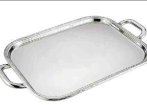 BANDEJA OBLONGA C/ ALCA C/ CORDAO WAVE 43X34CM