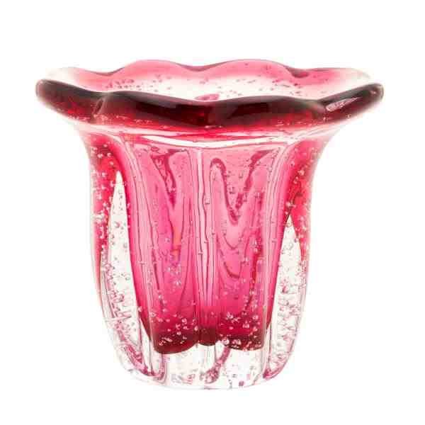 VASO VIDRO ITALY ROSA 12X11CM