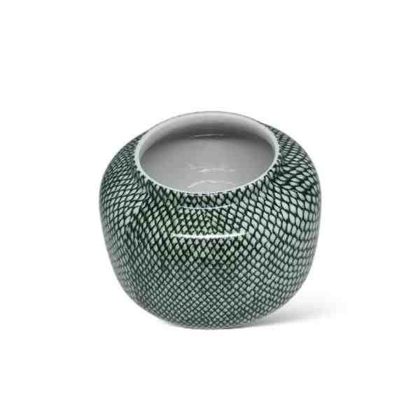 VASO EM CERAMICA VERDE ESTAMPA PELE DE COBRA P