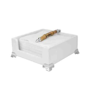 PORTA GUARDANAPO GRANDE BRANCO - BAMBU