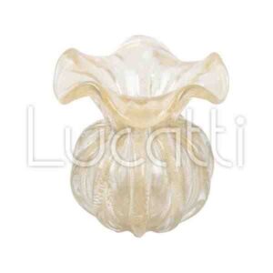 VASO EM VIDRO INCOLOR COM DETALHE DOURADO P