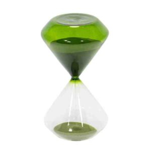 AMPULHETA 30" DE VIDRO E VERDE COM AREIA VERDE  G