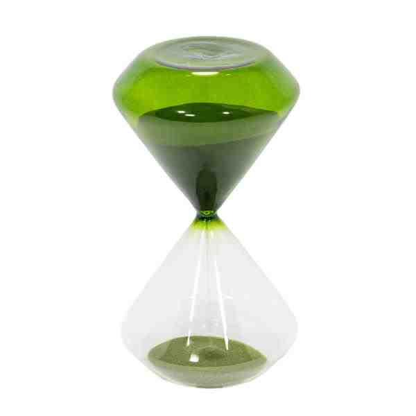 AMPULHETA 30″ DE VIDRO E VERDE COM AREIA VERDE  G