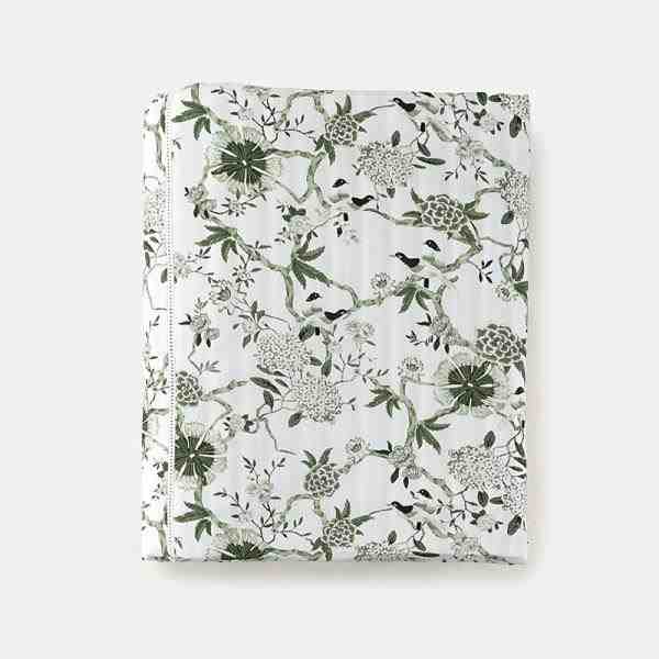 BOUTIE QUEEN FLORA COM PT TOILE DE JOUY VERDE MINERAL