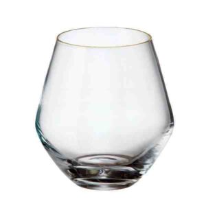 JODO DE 6 COPOS WHISKY GRUS EM CRISTAL ECOLOGICO GOLD 500ML A12CM