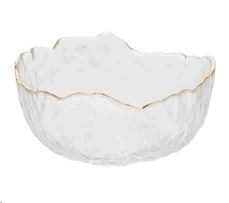 BOWL DE CRISTAL DE CHUMBO MARTELADO C/BORDA DOURADA TAJ 13X6,5CM