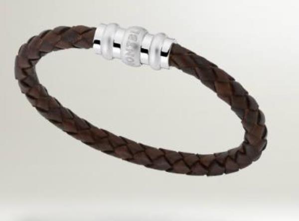 BRACELETE FECHADO COURO MARROM COM PRATA