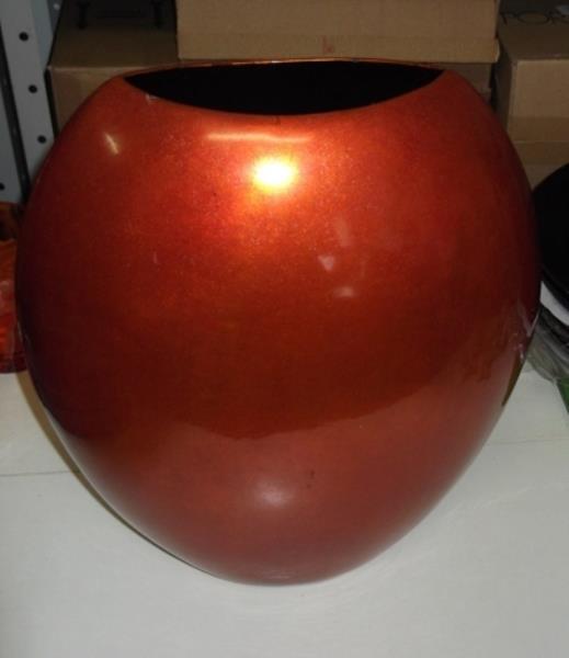 VASO OVAL BAIXO LARANJA/BAMBU