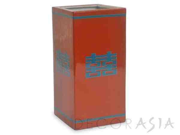 VASO PORCELANA QUADR DOUBLE HAPPINESSCORA/TURQ 3D087