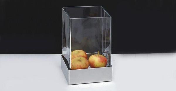 VASO QUADRADO C/ VIDRO GDE INOX