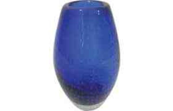 VASO AZUL C/ BOLHAS TIPO MURANO 13X25CM