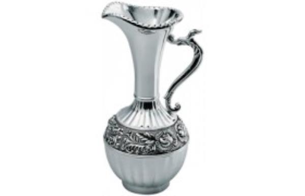 VASO C/ LACO PRATA ANTIGA 28 CM ALTURA