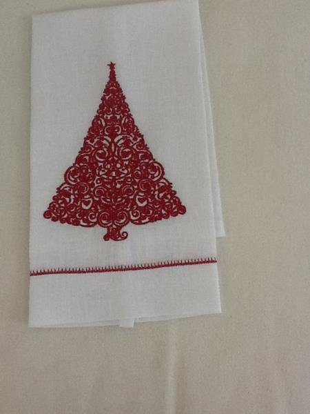TOALHA LAVABO BRANCA BORD ARVORE DE NATAL
