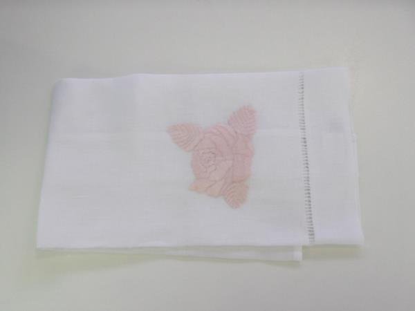 TOALHA DE LAVABO BRANCA BORD UMA FLOR BRANCA