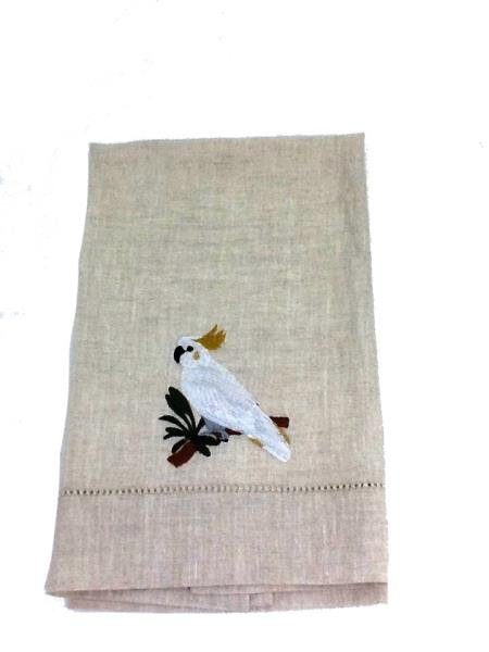 TOALHA LAVABO LINHO CRU CACATUA