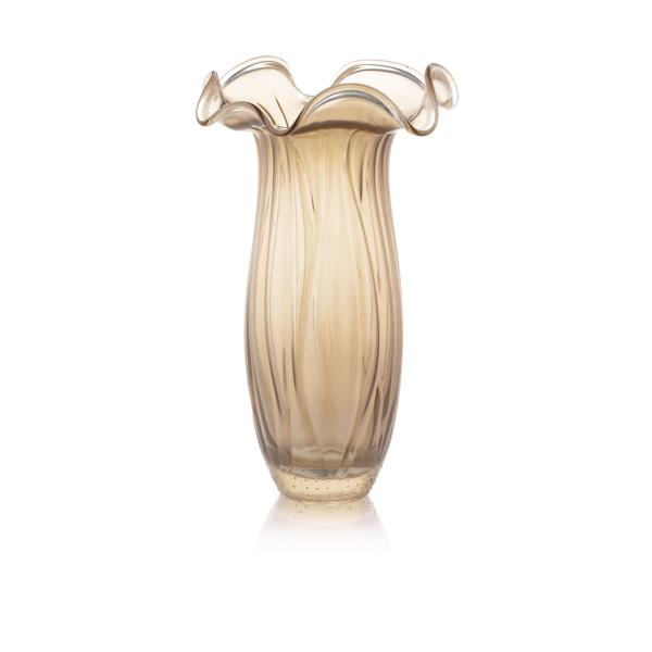 VASO MAGNOLIA H 38CM BEGE EM VIDRO