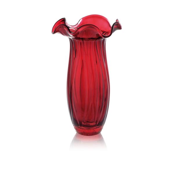 VASO MAGNOLIA H 38CM VERMELHO EM VIDRO