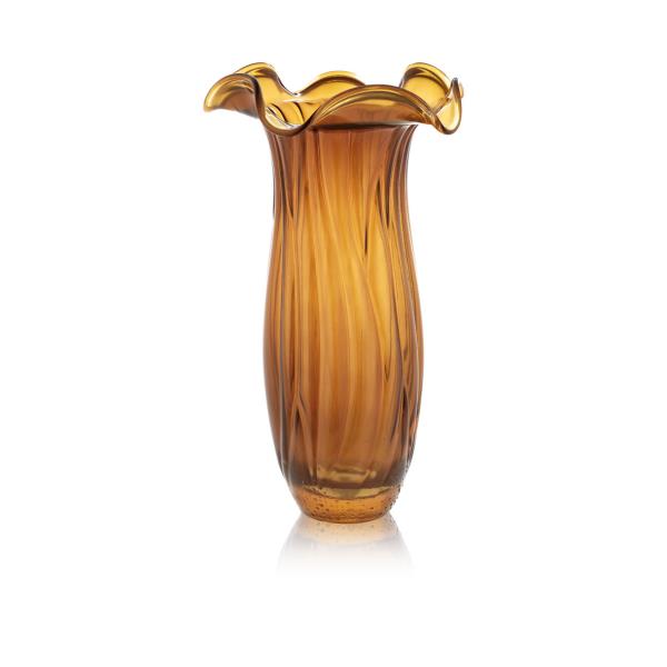 VASO MAGNOLIA H 38CM BEGE EM VIDRO