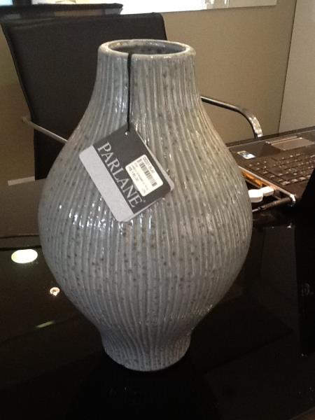 VASO CERAMICA TEARDROP BEGE E MARROM 30X19CM