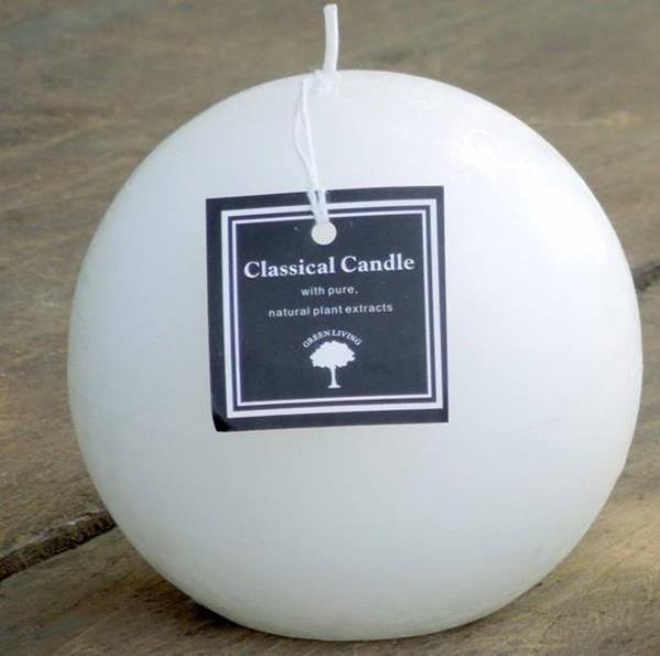 VELA BOLA BRANCA 10 CM