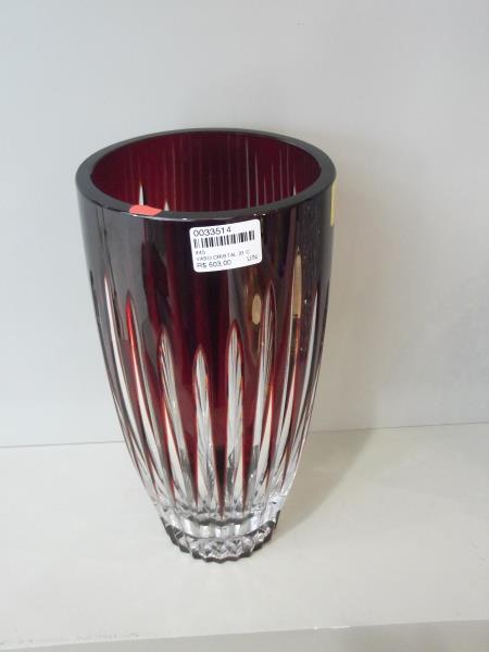 VASO CRISTAL 21 CM LAP 020 VERMELHO