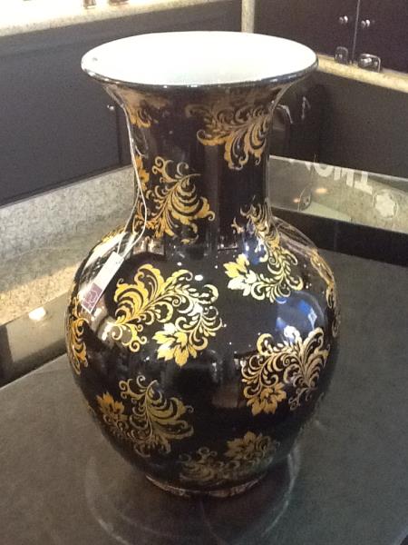 VASO BOJUDO PORCELANA MIRA PRETO