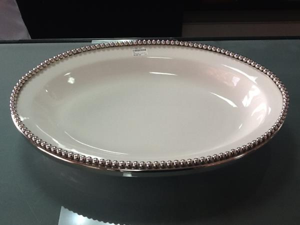 TRAVESSA OVAL BEADED 38X28