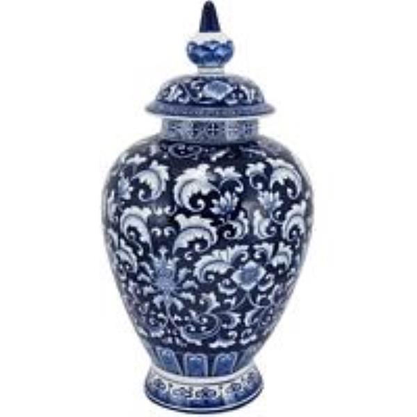 VASO HOME CO MAYA 50 CM CERAM BRANC/AZUL