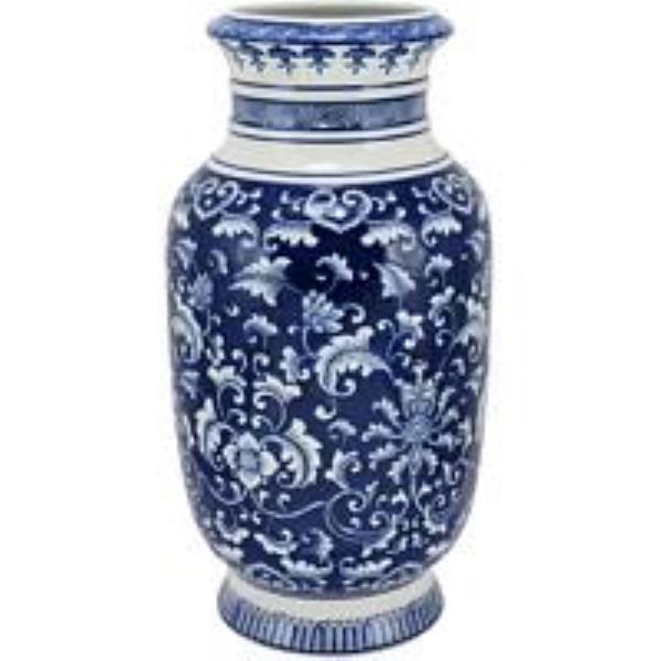 VASO HOME CO MAYA 45 CM CERAM BRANC/AZUL