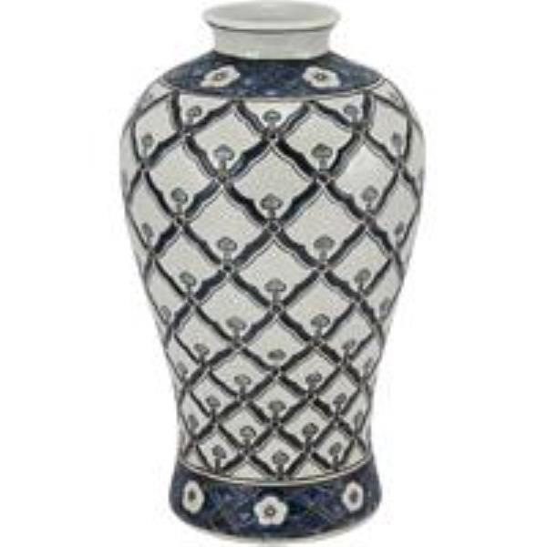 VASO HOME CO FIRENZE 32 CM CERAM BRANC/AZUL