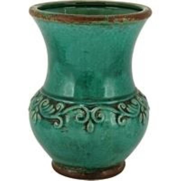 VASO HOME CO BLOSSOM 26 CM CERAM VERDE