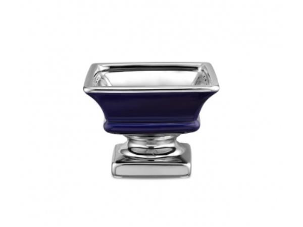 VASO TACA MARINHO E PRATA 12X12X9CM