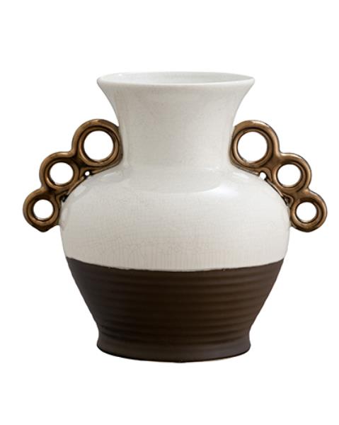 VASO BRANCO E PRETO PORCELANA