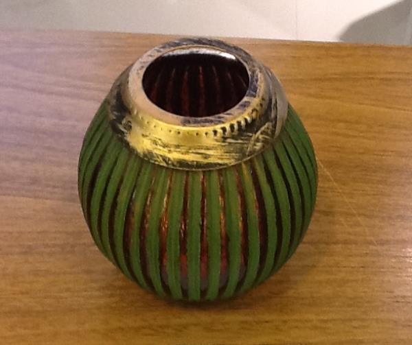 VASO REDONDO IVY VIDRO MARROM/VERDE