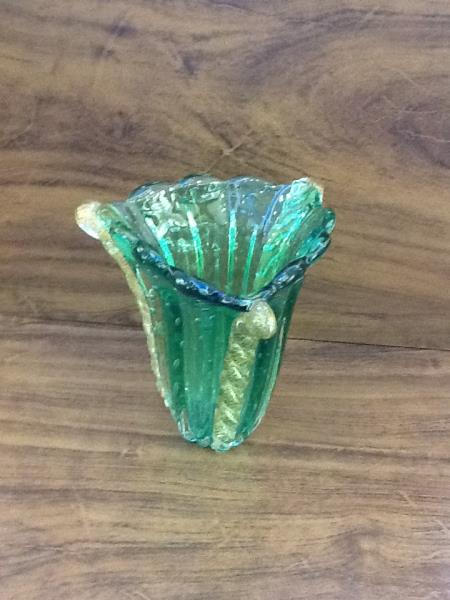 VASO COM DET OURO 14 VERDE ESM S/ OURO