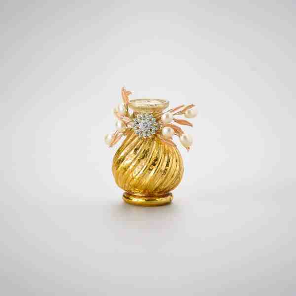 VASINHO BEADED FLOWER DOURADO 6X9CM