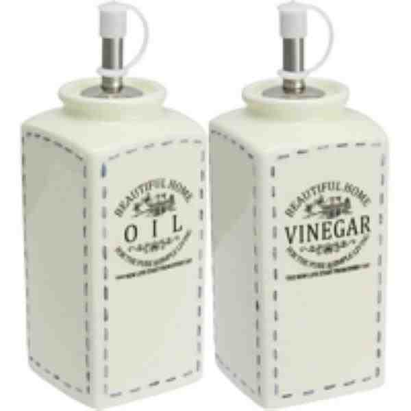 VINAGREIRO/AZEIT 6X6X13CM CER AREIA HOME CO COUNTRY