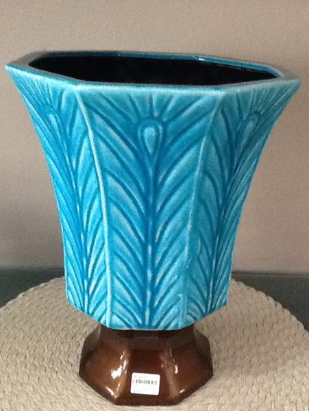 VASO AZUL/PRATEADO CERAMICA