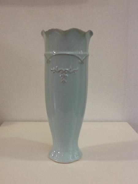 VASO CERAM. DELICATE ONDULE EDGE ALTO MED AZUL