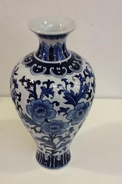 VASO CERAM. BLUE PEAO AZUL/BRANCO