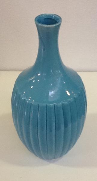VASO CERAM. PLEAT AZUL GRANDE