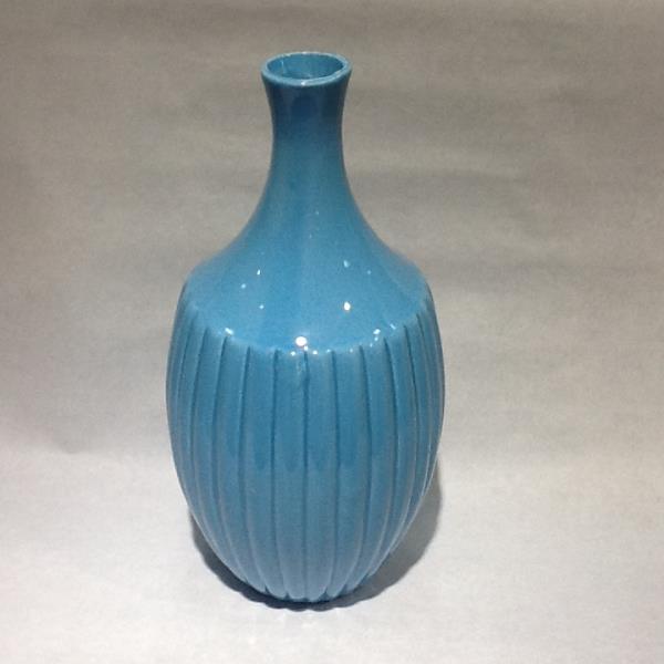 VASO CERAM. PLEAT AZUL PEQUENO