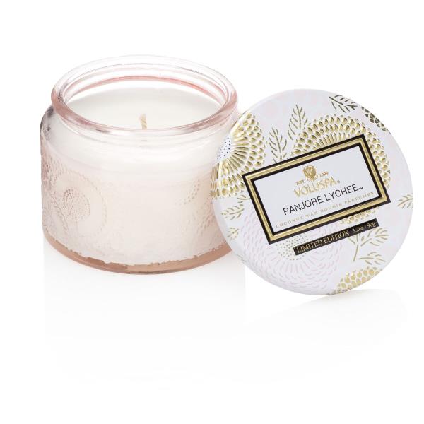 VELA POTE VIDRO P 25H RELEVO PANJORE LYCHEE