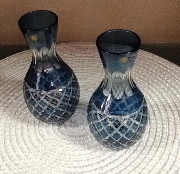 VASO LOSANGO VIDRO AZUL ESCURO