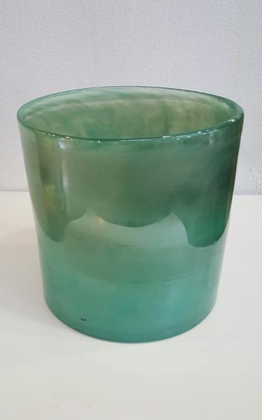 VASO TEAL GREEN METALLIC CILINDRICO
