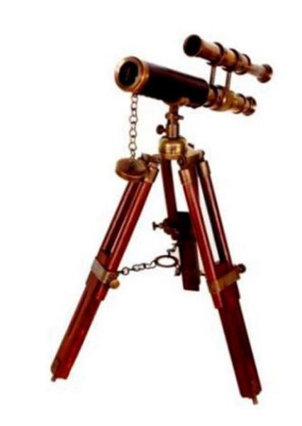 TELESCOPIO EM MADEIRA E BRONZE