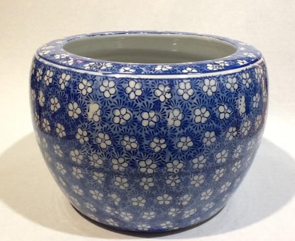 VASO CERAMICO AZUL C/ FLORES