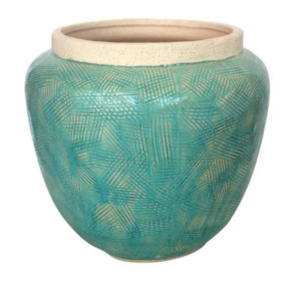 VASO DECORATIVO CERAMICA VERDE 26X24CM